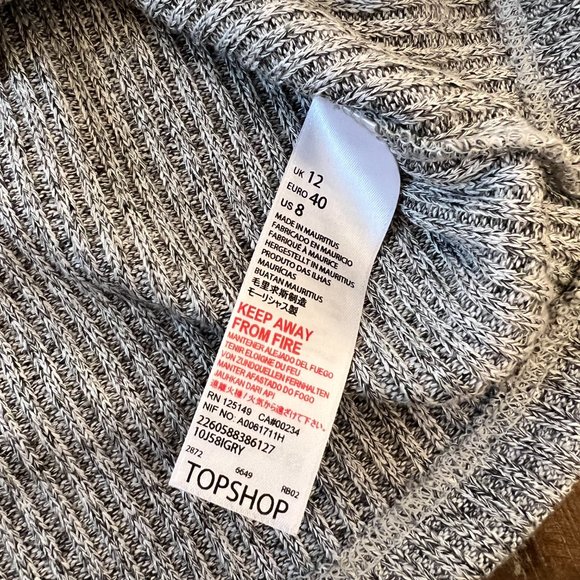 topshop - grey cowl neck midi dress - three quarter sleeve - size 8 - Picture 4 of 4